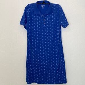 Riders by Lee Polo Style Midi Short Sleeve T-Shirt Dress Anchor Print EUC Sz Lg